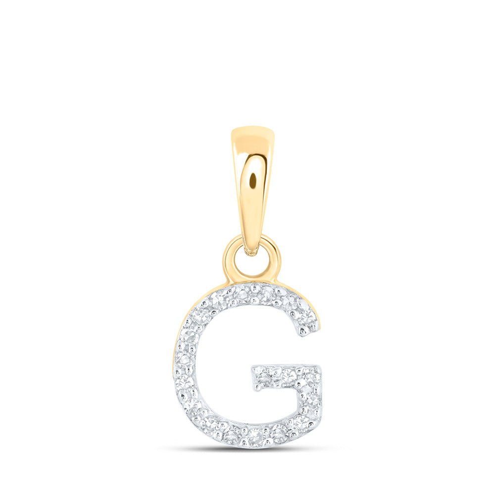 Diamond Initial & Letter Pendant | 10kt Yellow Gold Womens Round Diamond G Initial Letter Pendant 1/20 Cttw | Splendid Jewellery GND