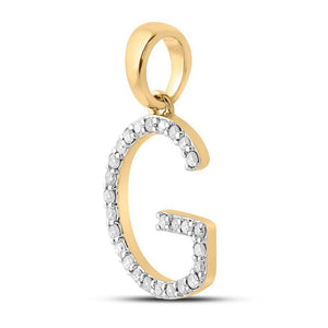 Diamond Initial & Letter Pendant | 10kt Yellow Gold Womens Round Diamond G Initial Letter Pendant 1/5 Cttw | Splendid Jewellery GND