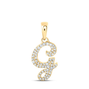 Diamond Initial & Letter Pendant | 10kt Yellow Gold Womens Round Diamond G Initial Letter Pendant 1/6 Cttw | Splendid Jewellery GND