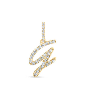 Diamond Initial & Letter Pendant | 10kt Yellow Gold Womens Round Diamond G Initial Letter Pendant 1/8 Cttw | Splendid Jewellery GND