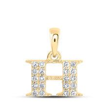 Load image into Gallery viewer, 10kt Yellow Gold Womens Round Diamond H Initial Letter Pendant 1/10 Cttw | Personalized Elegance Necklace product  Top View from Splendid Jewellery