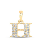 10kt Yellow Gold Womens Round Diamond H Initial Letter Pendant 1/10 Cttw | Personalized Elegance Necklace product  Top View from Splendid Jewellery
