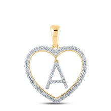 Load image into Gallery viewer, 10kt Yellow Gold Diamond Heart A Initial Pendant: A Shimmering Symbol of Love and Elegance product  Top View from Splendid Jewellery