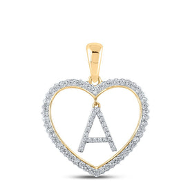 10kt Yellow Gold Diamond Heart A Initial Pendant: A Shimmering Symbol of Love and Elegance product  Top View from Splendid Jewellery