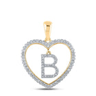 Captivating 10kt Yellow Gold Diamond Heart B Initial Pendant product  Top View from Splendid Jewellery