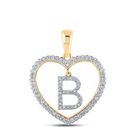 Captivating 10kt Yellow Gold Diamond Heart B Initial Pendant product  Top View from Splendid Jewellery
