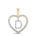 10kt Yellow Gold Diamond Heart D Letter Pendant - A Symbol of Love and Individuality product  Top View from Splendid Jewellery