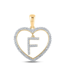 Load image into Gallery viewer, Heart of Elegance: 10kt Yellow Gold Diamond Initial &amp; Letter Pendant product  Top View from Splendid Jewellery
