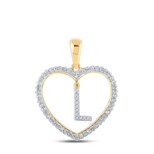 Load image into Gallery viewer, 10kt Yellow Gold Diamond Heart Initial Pendant | Personalized Letter Pendant Necklace | Splendid Jewellery product  Top View from Splendid Jewellery
