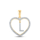 10kt Yellow Gold Diamond Heart Initial Pendant | Personalized Letter Pendant Necklace | Splendid Jewellery product  Top View from Splendid Jewellery
