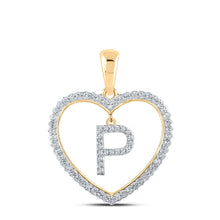 Load image into Gallery viewer, Heartfelt Love: 10kt Yellow Gold Diamond Initial &amp; Letter Pendant product  Top View from Splendid Jewellery