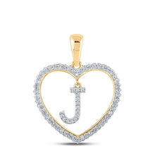 Load image into Gallery viewer, 10kt Yellow Gold Diamond Initial Heart Pendant - Personalized Elegance product  Top View from Splendid Jewellery