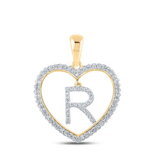 Load image into Gallery viewer, Romantic Heart Initial Diamond Pendant in 10kt Yellow Gold product  Top View from Splendid Jewellery