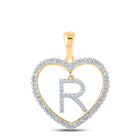 Romantic Heart Initial Diamond Pendant in 10kt Yellow Gold product  Top View from Splendid Jewellery