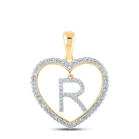 Romantic Heart Initial Diamond Pendant in 10kt Yellow Gold product  Top View from Splendid Jewellery