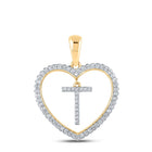 Radiant Love: 10kt Yellow Gold Diamond Heart T Letter Pendant product  Top View from Splendid Jewellery