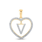 Radiant Love: 10kt Yellow Gold Diamond Heart V Initial Pendant product  Top View from Splendid Jewellery