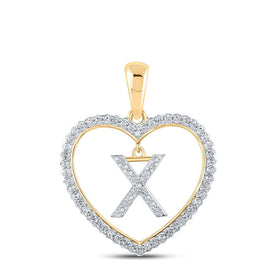 10kt Yellow Gold Diamond Heart X Initial Pendant | Personalized Love and Affection Necklace product  Top View from Splendid Jewellery