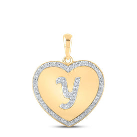 Radiant Love: 10kt Yellow Gold Womens Round Diamond Heart Y Letter Pendant product  Top View from Splendid Jewellery