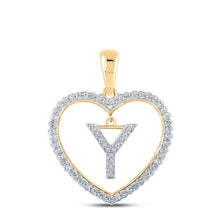 Load image into Gallery viewer, 10kt Yellow Gold Heart-Shaped Diamond Initial Pendant product  Top View from Splendid Jewellery