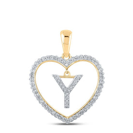 10kt Yellow Gold Heart-Shaped Diamond Initial Pendant product  Top View from Splendid Jewellery