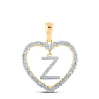 10kt Yellow Gold Diamond Heart Z Letter Pendant - A Symbol of Love and Individuality product  Top View from Splendid Jewellery