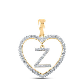 10kt Yellow Gold Diamond Heart Z Letter Pendant - A Symbol of Love and Individuality product  Top View from Splendid Jewellery