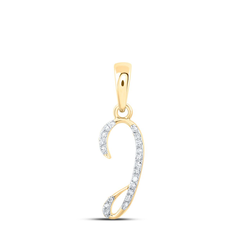 Diamond Initial & Letter Pendant | 10kt Yellow Gold Womens Round Diamond I Initial Letter Pendant 1/20 Cttw | Splendid Jewellery GND