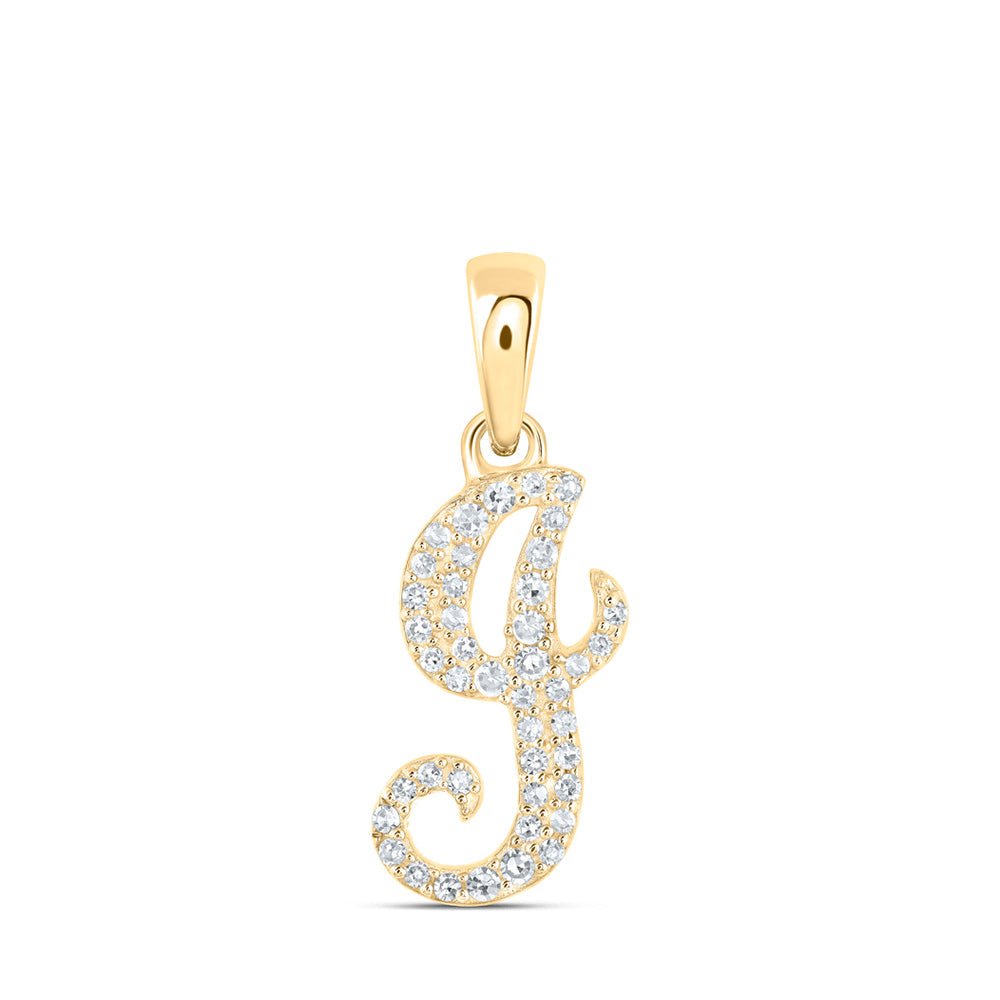 Diamond Initial & Letter Pendant | 10kt Yellow Gold Womens Round Diamond I Initial Letter Pendant 1/8 Cttw | Splendid Jewellery GND