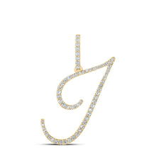 Load image into Gallery viewer, Radiant Initial Brilliance Pendant | 10kt Yellow Gold Womens Round Diamond I Initial Letter Pendant 3/8 Cttw | Splendid Jewellery product  Top View from Splendid Jewellery