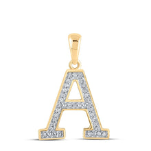 Load image into Gallery viewer, 10kt Yellow Gold Diamond Initial A Letter Pendant - Personalized Elegance and Timeless Beauty product  Top View from Splendid Jewellery