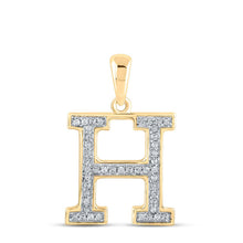 Load image into Gallery viewer, 10kt Yellow Gold Diamond Initial H Letter Pendant: A Personalized Sparkle of Elegance product  Top View from Splendid Jewellery