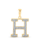 10kt Yellow Gold Diamond Initial H Letter Pendant: A Personalized Sparkle of Elegance product  Top View from Splendid Jewellery