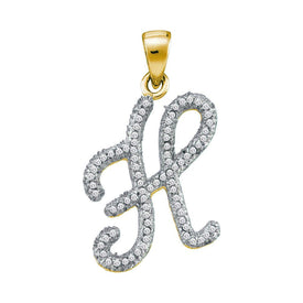 Radiant Reflections: 10kt Yellow Gold Diamond Initial H Pendant product  Top View from Splendid Jewellery