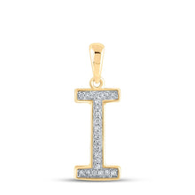 Load image into Gallery viewer, 10kt Yellow Gold Diamond Initial I Letter Pendant - A Personalized Touch of Elegance product  Top View from Splendid Jewellery