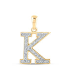 10kt Yellow Gold Diamond Initial K Pendant: Personalized Elegance in a Dazzling Design product  Top View from Splendid Jewellery