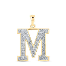 Load image into Gallery viewer, Captivating Elegance: 10kt Yellow Gold Diamond Initial M Pendant product  Top View from Splendid Jewellery