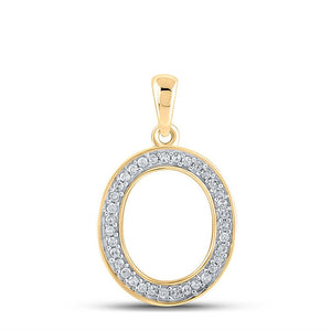 Diamond Initial & Letter Pendant | 10kt Yellow Gold Womens Round Diamond Initial O Letter Pendant 1/10 Cttw | Splendid Jewellery GND