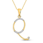 10kt Yellow Gold Diamond Initial Q Letter Pendant - A Personalized Sparkle of Elegance product  Top View from Splendid Jewellery
