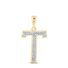 10kt Yellow Gold Diamond Initial T Letter Pendant - Personalized Elegance product  Top View from Splendid Jewellery
