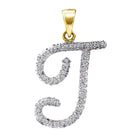 Radiant Love: 10kt Yellow Gold Diamond Initial "T" Pendant product  Top View from Splendid Jewellery