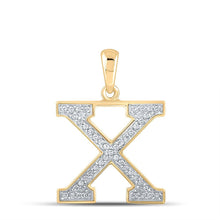 Load image into Gallery viewer, 10kt Yellow Gold Diamond Initial X Letter Pendant - A Radiant Reflection of Individuality product  Top View from Splendid Jewellery