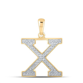 10kt Yellow Gold Diamond Initial X Letter Pendant - A Radiant Reflection of Individuality product  Top View from Splendid Jewellery