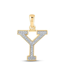 Load image into Gallery viewer, 10kt Yellow Gold Diamond Initial Y Pendant - A Personalized Sparkle product  Top View from Splendid Jewellery
