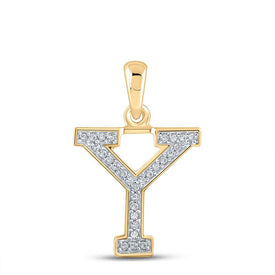 10kt Yellow Gold Diamond Initial Y Pendant - A Personalized Sparkle product  Top View from Splendid Jewellery