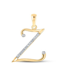 Load image into Gallery viewer, 10kt Yellow Gold Diamond Initial Z Pendant - Personalized Elegance product  Top View from Splendid Jewellery