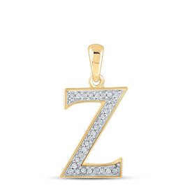 10kt Yellow Gold Round Diamond Initial Z Letter Pendant: A Personalized Touch of Elegance and Glamour product  Top View from Splendid Jewellery