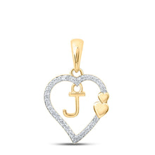 Load image into Gallery viewer, Captivating J-Shaped Diamond Initial &amp; Letter Pendant in 10kt Yellow Gold product  Top View from Splendid Jewellery