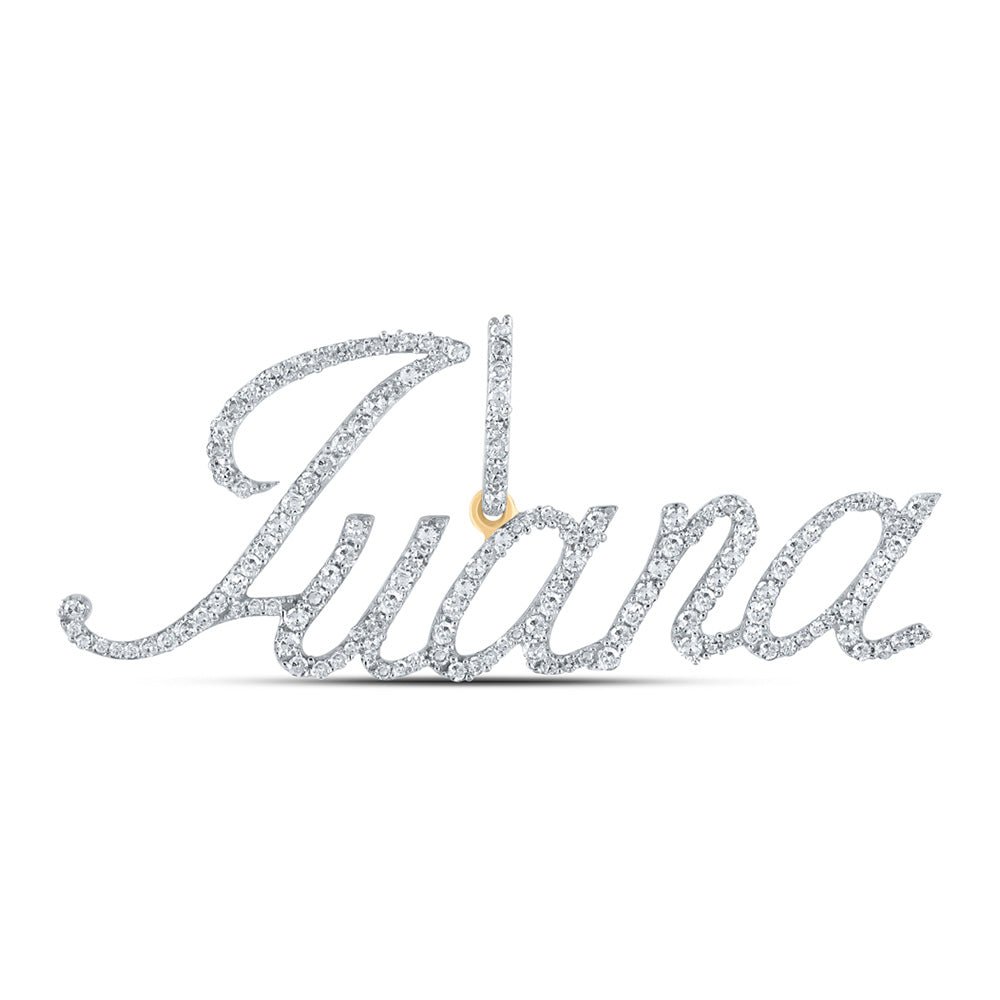 Diamond Initial & Letter Pendant | 10kt Yellow Gold Womens Round Diamond JUANA Name Pendant 3/4 Cttw | Splendid Jewellery GND