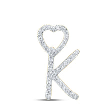 Load image into Gallery viewer, 10kt Yellow Gold Diamond Heart Initial Pendant - Personalized Elegance product  Top View from Splendid Jewellery